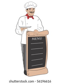 (vector) Chef Holding Menu List
