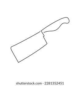 Vector chef knife one line continuous drawing illustration. Kitchen utensils. Hand drawn linear silhouette. Cooking supplies icon. Outline design, print, banner, card, brochure, poster, menu.
