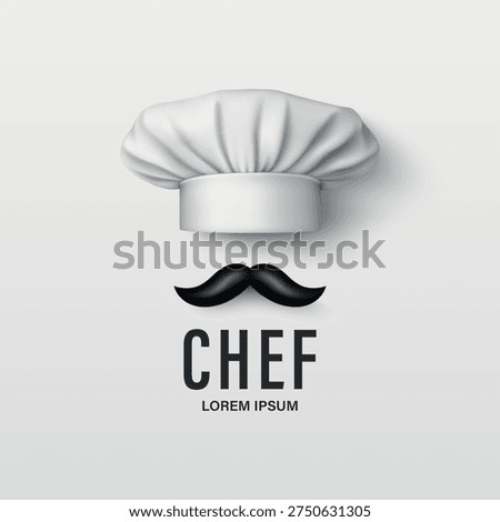 Vector Chef Logo Design with Cooking Hat and Mustache. Restaurant Chef Emblem, Culinary Logo Template. Food Brand Identity Symbol. Kitchen Badge, Chef Sign, Gastronomy Logo