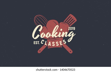 Vector Chef logo template. Modern vintage logo design of cooking courses, cooking classes. 