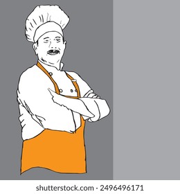 Vector Chef Man Cooker Art line For Logo Or Other Use.