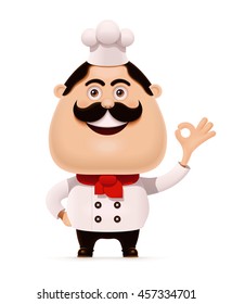 Vector chef with mustache showing approving gesture icon