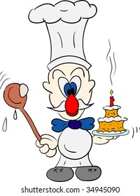 vector - chef with tart isolated on backgroud
