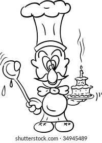 vector - chef with tart isolated on backgroud
