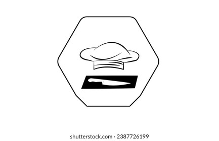 Vector chef tools, knife and chef hat icon isolated on white background