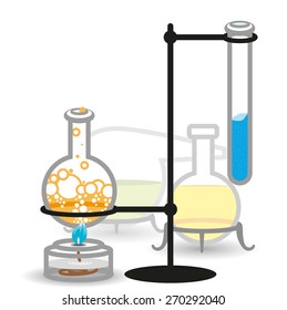 Vector chemical bottles and flasks. Illustration