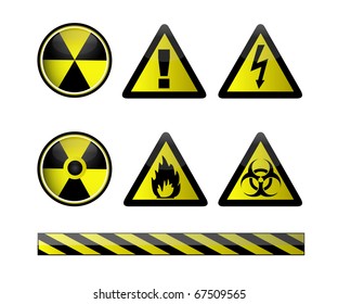 Vector of chemical hazard symbols on white