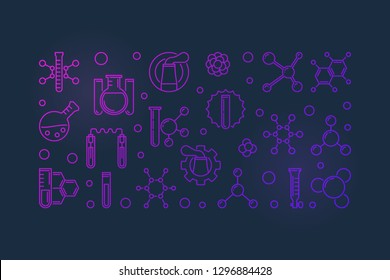 Vector Chemical Industry colored outline illustration or banner on dark background