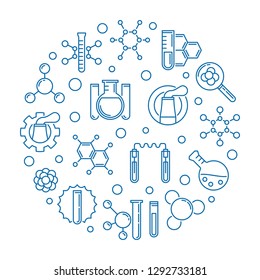 Vector Chemical Industry concept blue round outline illustration on white background