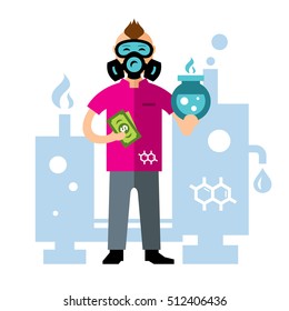 Vector Chemical laboratory. Flat style colorful Cartoon illustration