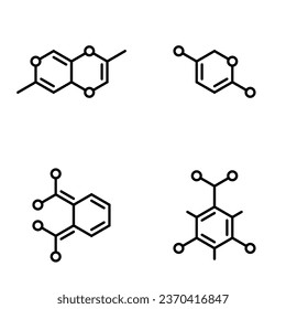 Vector chemical structural formula icon. Molecule symbol collection. Signs scientific research 