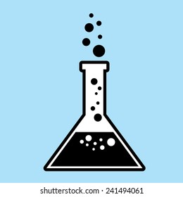 vector Chemical test tube. laboratory glass on blue background. Vitro.vector