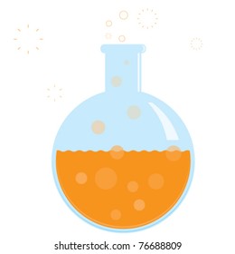 Vector Chemistry Beaker With Bubbling Formula.