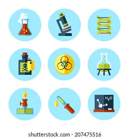 Vector Chemistry Icon Set In Modern Flat Style.