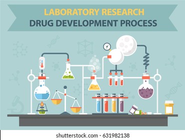 Vector Chemistry Lab Work-space And Science Equipment. 