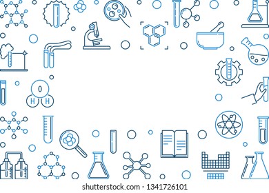 Vector chemistry outline horizontal frame or background with empty space for your text