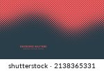 Vector Chequered Halftone Pattern Smooth Curved Border Red Blue Abstract Background. Checkered Rounded Square Dots Blur Texture Pop Art Design. Half Tone Contrast Graphic Minimalist Art Wide Wallpaper