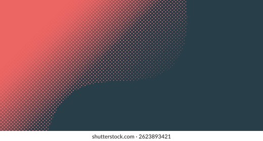 Vector Chequered Halftone Pattern Smooth Curved Border Red Blue Abstract Background. Checkered Rounded Square Dots Blur Texture Pop Art Design. Half Tone Contrast Graphic Minimalist Art Wide Wallpaper