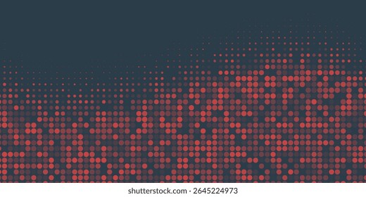 Vector Chequered Halftone Pattern Smooth Curved Border Red Blue Abstract Background.