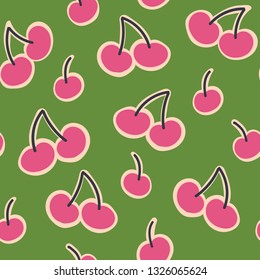 Vector cherries Healthy food seamless pattern background