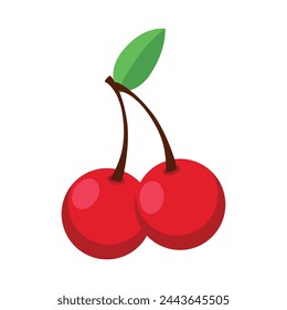 Vector cherries vector isolated icon. emoji illustration. cherry vector emoticon.