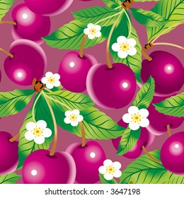 Vector cherry background (seamless pattern)