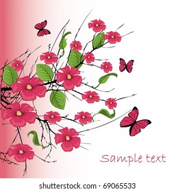 vector cherry blossom with butterfly