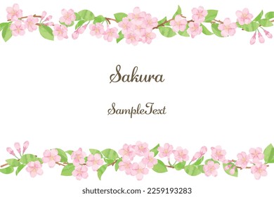 Vector cherry blossom frame.Hand drawn illustration.