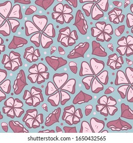 Vector cherry blossom on blue seamless pattern print background.