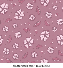 Flor de cerezo vectorial sobre fondo de impresión de color rosa sin fisuras.