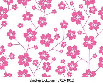 A vector cherry blossom pattern. You can connect this image both laterally and vertically, and create a seamless, endless pattern.