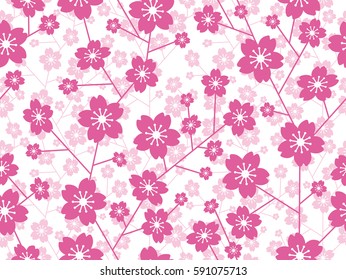 A vector cherry blossom pattern. You can connect this image both laterally and vertically, and create a seamless, endless pattern.