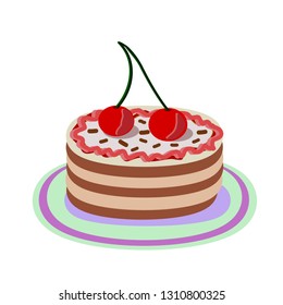 Vector cherry cake