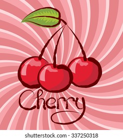 vector cherry with calligraphic inscription