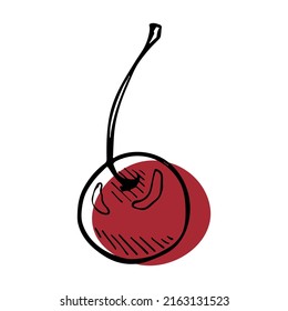 Vector cherry clipart. Hand drawn berry icon. Fruit illustration. For print, web, design, decor, logo.