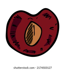 Vector cherry clipart. Hand drawn berry icon. Fruit illustration. For print, web, design, decor, logo.