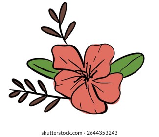 Vector cherry flower clipart. Hand drawn blossom illustration. For print, web, design, decor, logo.