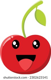Vector cherry in the form of a funny emoticon.