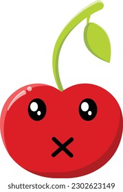 Cerezo vectorial en forma de un gracioso emoticono.