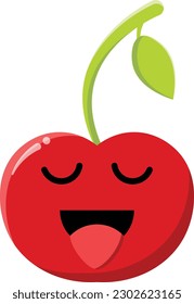 Vector cherry in the form of a funny emoticon.