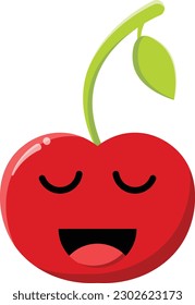 Vector cherry in the form of a funny emoticon.