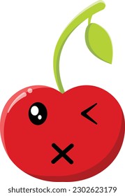 Vector cherry in the form of a funny emoticon.