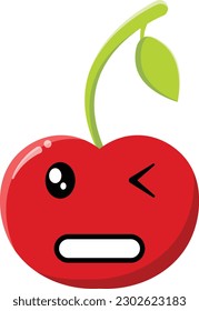 Vector cherry in the form of a funny emoticon.