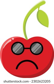 Vector cherry in the form of a funny emoticon.
