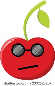 Vector cherry in the form of a funny emoticon.
