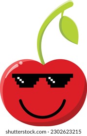 Vector cherry in the form of a funny emoticon.