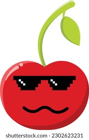 Vector cherry in the form of a funny emoticon.