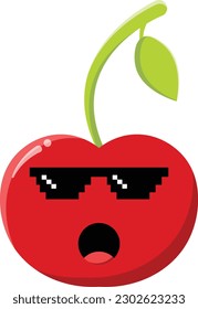 Vector cherry in the form of a funny emoticon.