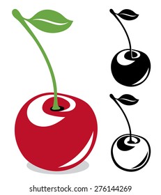 Vector cherry. Vector cherry fruit in color and black and white