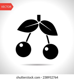 Vector cherry icon.  Food icon. Eps10